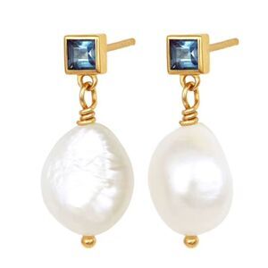 Elegant Natural Baroque Pearl Earrings 925 Sterling Silver Plated in 18K B3